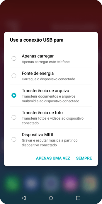Pressione Transferência de arquivo. Pressione Transferência de arquivo.
