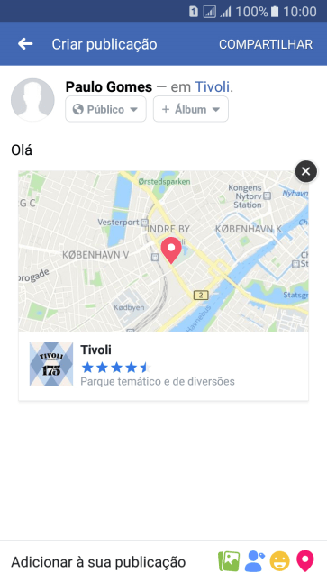 Digite o texto desejado, e pressione COMPARTILHAR. Digite o texto desejado, e pressione COMPARTILHAR.