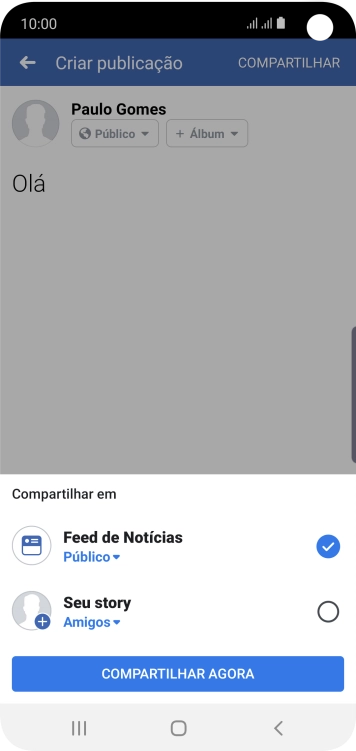 Pressione o campo ao lado das configurações desejadas. Pressione o campo ao lado das configurações desejadas.