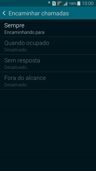 Pressione o tipo de encaminhamento desejado. Pressione o tipo de encaminhamento desejado.