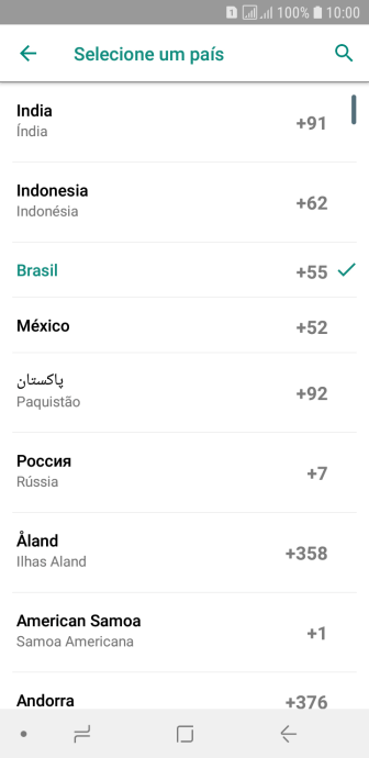 Pressione o país desejado. Pressione o país desejado.