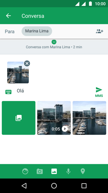 Pressione o ícone de enviar, quando você terminar de escrever a MMS. Pressione o ícone de enviar, quando você terminar de escrever a MMS.