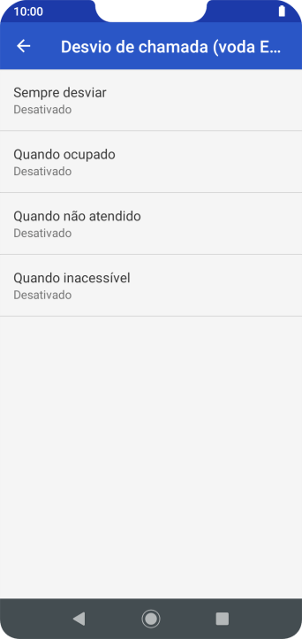 Pressione o tipo de encaminhamento desejado. Pressione o tipo de encaminhamento desejado.