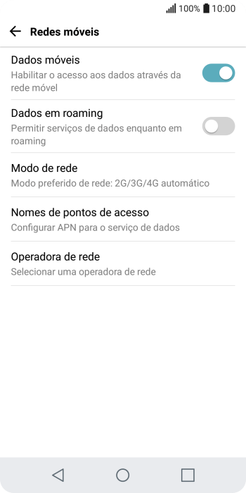 Pressione Nomes de pontos de acesso. Pressione Nomes de pontos de acesso.