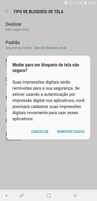 Pressione REMOVER DADOS. Pressione REMOVER DADOS.