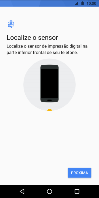 Siga as instruções na tela para configurar o código de bloqueio do celular com impressão digital. Siga as instruções na tela para configurar o código de bloqueio do celular com impressão digital.