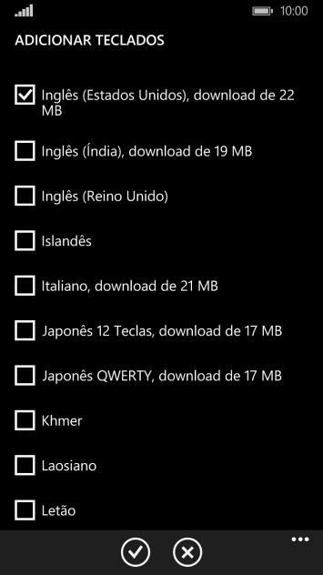 Pressione o ícone de confirmar. Pressione o ícone de confirmar.