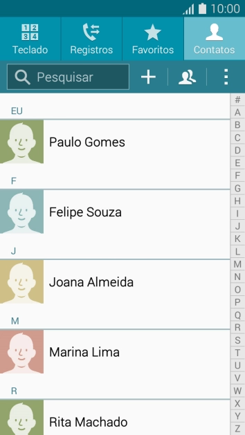 Pressione o ícone de novo contato. Pressione o ícone de novo contato.