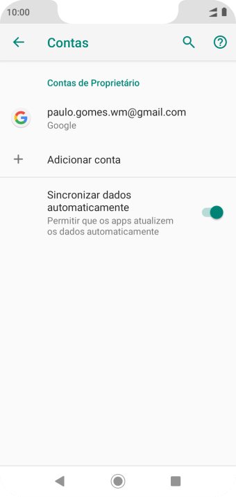 Pressione Adicionar conta. Pressione Adicionar conta.