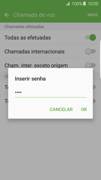 Digite sua senha de bloqueio, e pressione OK. Digite sua senha de bloqueio, e pressione OK.