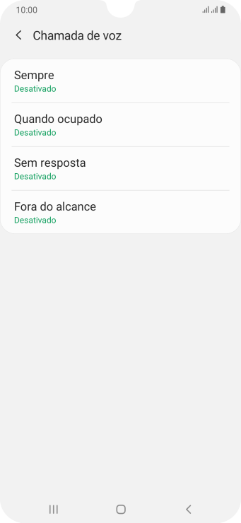 Pressione o tipo de encaminhamento desejado. Pressione o tipo de encaminhamento desejado.