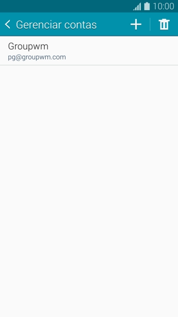 Pressione o ícone de adicionar conta. Pressione o ícone de adicionar conta.