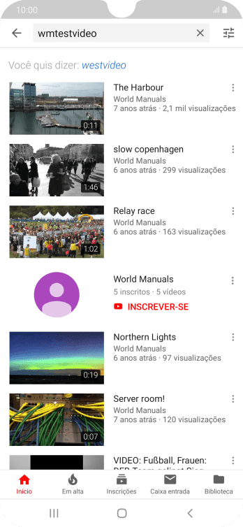 Pressione o vídeo desejado. Pressione o vídeo desejado.