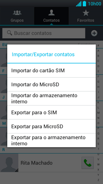 Pressione Importar do cartão SIM. Pressione Importar do cartão SIM.