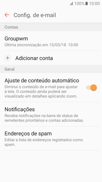 Pressione a conta de e-mail desejada. Pressione a conta de e-mail desejada.