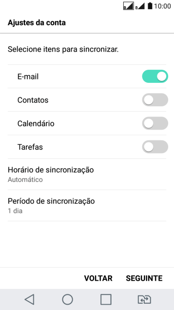 Se a tela mostrar essa imagem, sua conta foi reconhecida e configurada automaticamente. Siga as instruções da tela para inserir mais informações e finalizar a configuração. Se a tela mostrar essa imagem, sua conta foi reconhecida e configurada automaticamente. Siga as instruções da tela para inserir mais informações e finalizar a configuração.