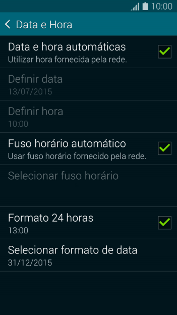 Pressione Data e hora automáticas para ativar a função. Pressione Data e hora automáticas para ativar a função.