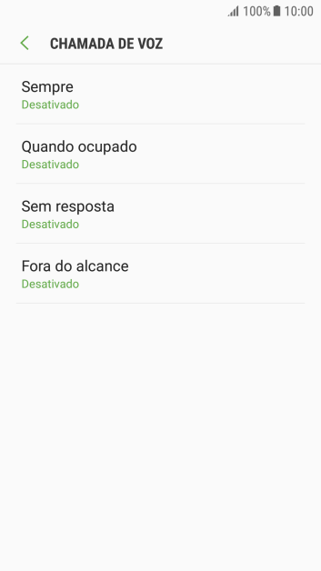 Pressione o tipo de encaminhamento desejado. Pressione o tipo de encaminhamento desejado.