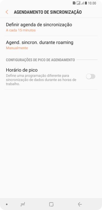 Pressione Definir agenda de sincronização. Pressione Definir agenda de sincronização.