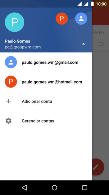 Pressione a conta de e-mail desejada. Pressione a conta de e-mail desejada.