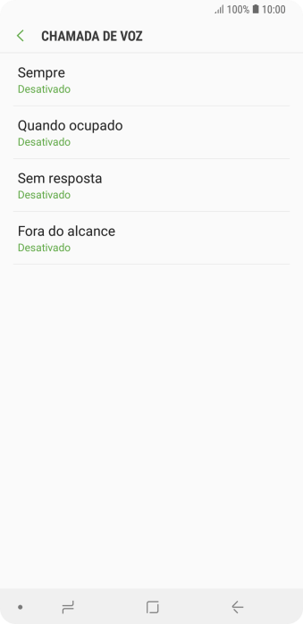 Pressione o tipo de encaminhamento desejado. Pressione o tipo de encaminhamento desejado.