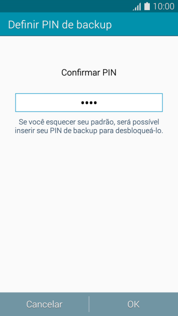 Digite o código PIN novamente e pressione OK. Digite o código PIN novamente e pressione OK.