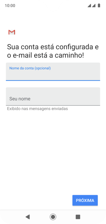 Pressione Seu nome, e digite o nome de remetente desejado. Pressione Seu nome, e digite o nome de remetente desejado.