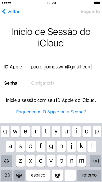 Pressione Obrigatória, e digite a senha do seu ID Apple. Pressione Obrigatória, e digite a senha do seu ID Apple.