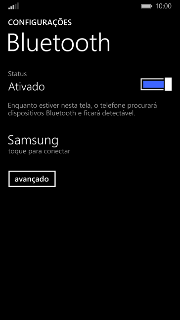 Pressione o dispositivo Bluetooth desejado, e siga as instruções da tela para conectar o dispositivo ao seu celular. Pressione o dispositivo Bluetooth desejado, e siga as instruções da tela para conectar o dispositivo ao seu celular.