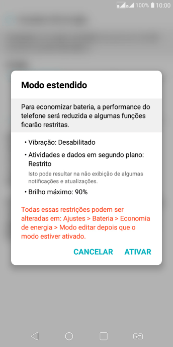 Pressione ATIVAR para ativar a função. Pressione ATIVAR para ativar a função.