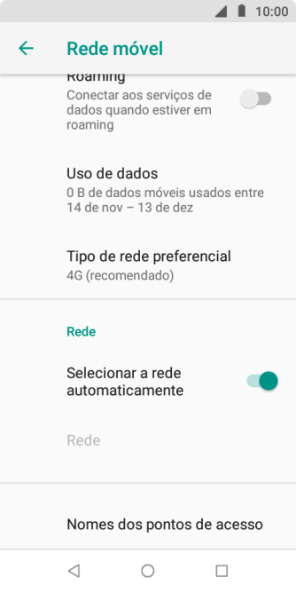 Pressione Nomes dos pontos de acesso. Pressione Nomes dos pontos de acesso.