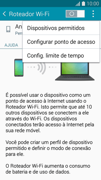 Pressione Configurar ponto de acesso. Pressione Configurar ponto de acesso.