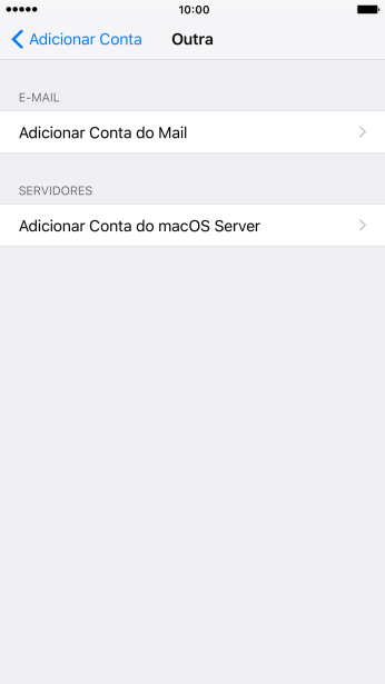 Pressione Adicionar Conta do Mail. Pressione Adicionar Conta do Mail.