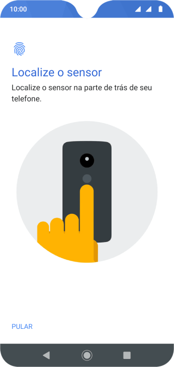 Siga as instruções na tela para configurar o código de bloqueio do celular com impressão digital. Siga as instruções na tela para configurar o código de bloqueio do celular com impressão digital.