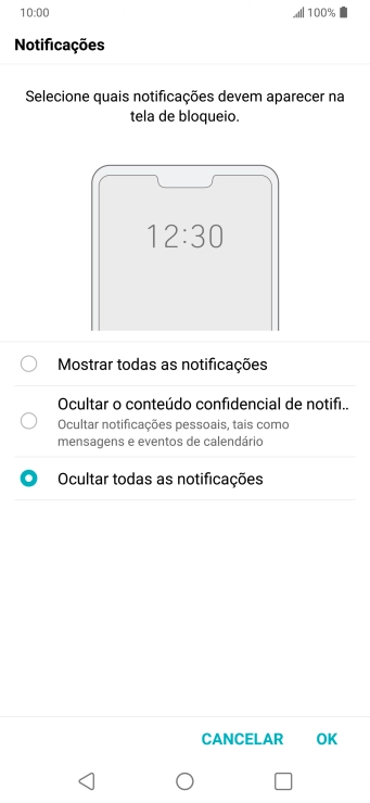 Pressione a configuração desejada. Pressione a configuração desejada.