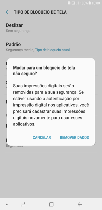 Pressione REMOVER DADOS. Pressione REMOVER DADOS.