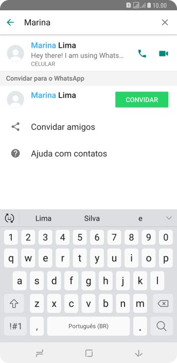 Pressione o ícone de chamada de voz para realizar uma chamada de voz para o contato. Pressione o ícone de chamada de voz para realizar uma chamada de voz para o contato.