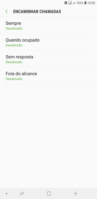 Pressione o tipo de encaminhamento desejado. Pressione o tipo de encaminhamento desejado.