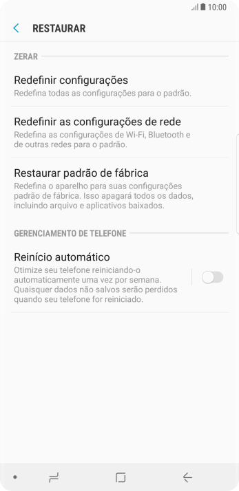 Pressione Restaurar padrão de fábrica. Pressione Restaurar padrão de fábrica.