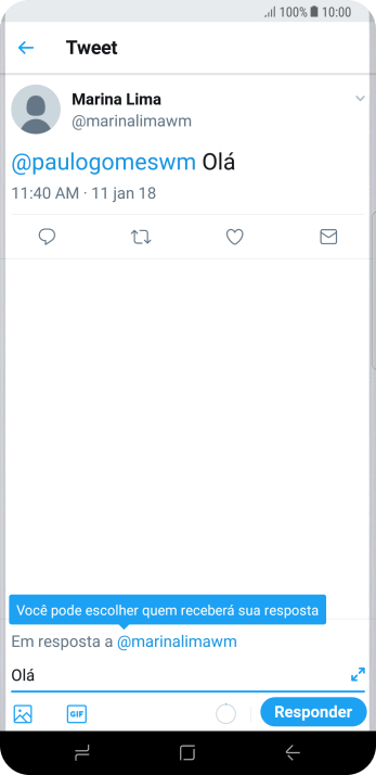 Escreva a resposta desejada, e pressione Responder. Escreva a resposta desejada, e pressione Responder.