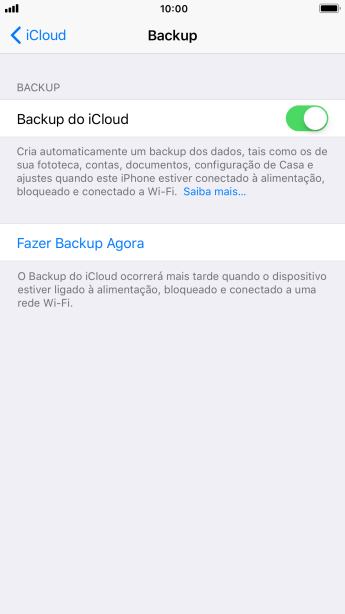 Pressione Fazer Backup Agora, e aguarde enquanto é feita uma cópia de segurança do conteúdo da memória do celular. Pressione Fazer Backup Agora, e aguarde enquanto é feita uma cópia de segurança do conteúdo da memória do celular.