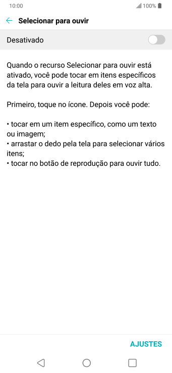 Pressione o indicador para ativar a função. Pressione o indicador para ativar a função.