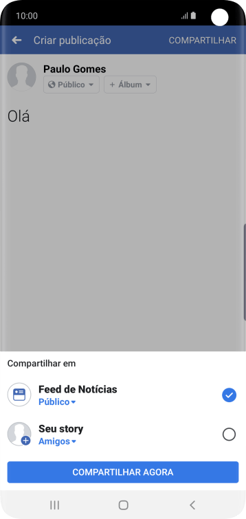 Pressione o campo ao lado das configurações desejadas. Pressione o campo ao lado das configurações desejadas.