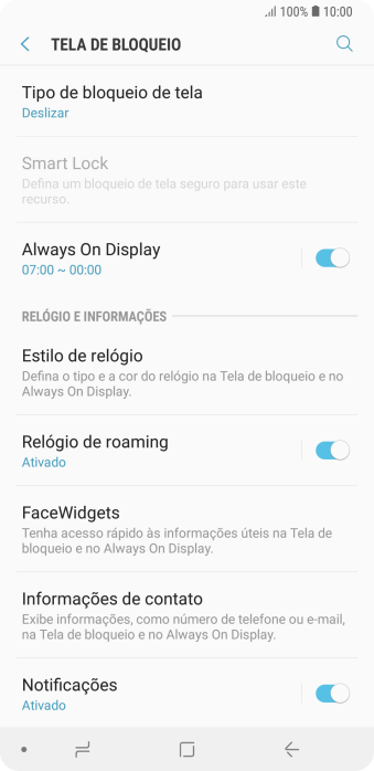 Pressione Tipo de bloqueio de tela. Pressione Tipo de bloqueio de tela.