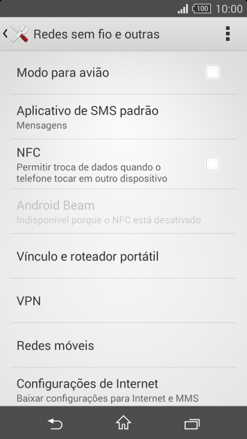 Pressione Redes móveis. Pressione Redes móveis.