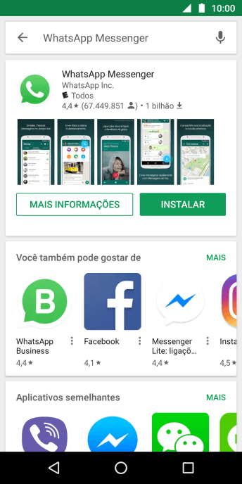 Pressione WhatsApp Messenger. Pressione WhatsApp Messenger.
