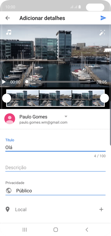 Escreva o texto desejado, e pressione o ícone de upload. Escreva o texto desejado, e pressione o ícone de upload.