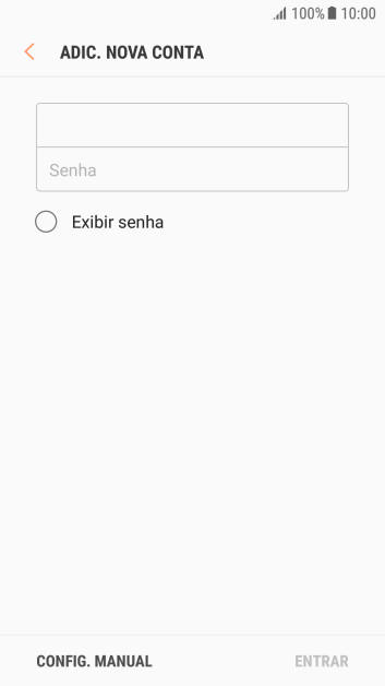 Pressione Senha e digite a senha da sua conta e-mail. Pressione Senha e digite a senha da sua conta e-mail.