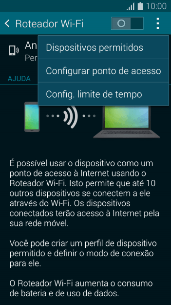 Pressione Configurar ponto de acesso. Pressione Configurar ponto de acesso.