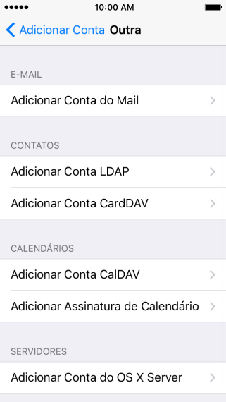 Pressione Adicionar Conta do Mail. Pressione Adicionar Conta do Mail.